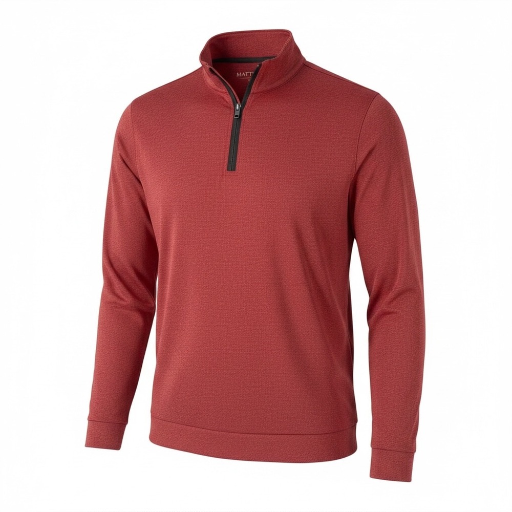 Matte Grey Mens Quarter Zip Pullover Heather Red Golf Activewear Medium MG101